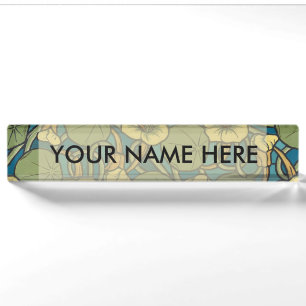 Jugendstil Kapuzinerkresse Blau Gold floral Verneu Namensplakette