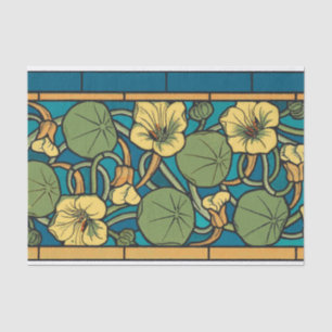 Jugendstil Kapuzinerkresse Blau Gold floral Verneu Seidenpapier