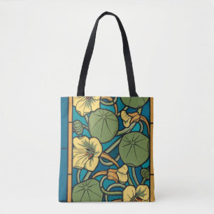 Jugendstil Kapuzinerkresse Blau Gold floral Verneu Tasche