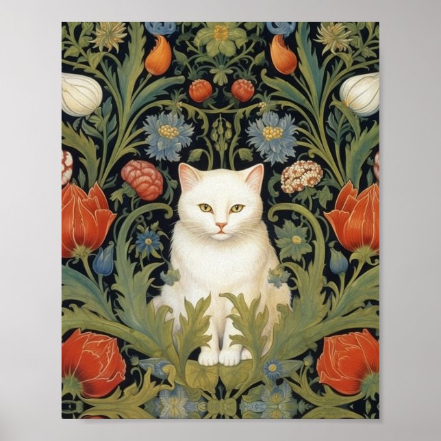 Jugendstil-Katze im Garten Poster (Vorne)