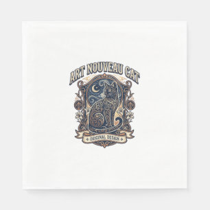 Jugendstil-Katze Katze Jugendstil Vintage-Vektorku Serviette