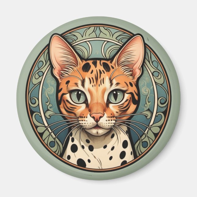 Jugendstil-Katze mit Flecken Magnet (Vorne)