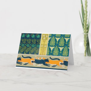 Jugendstil Katzen und Blumen Karte