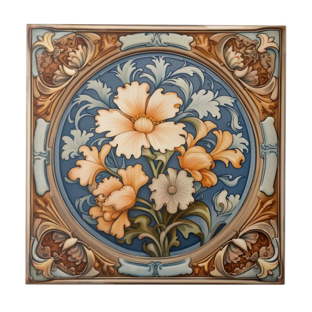 Jugendstil-Keramik aus dem 18. Jahrhundert Fliese (Vorderseite)
