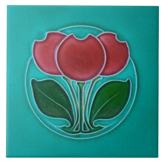 Jugendstil-Keramik Fliese (Vorderseite)