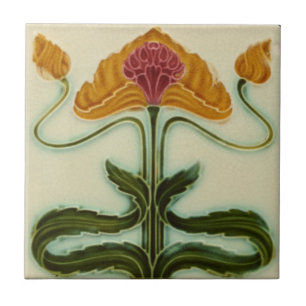 Jugendstil-Keramik Tile - Blume Fliese