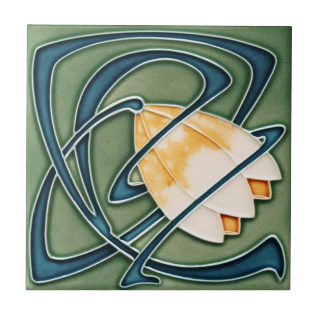 Jugendstil Keramik Tile.Flora Fliese (Vorderseite)