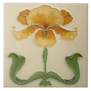 Jugendstil-Keramikfliese - Senfkraftblume Fliese