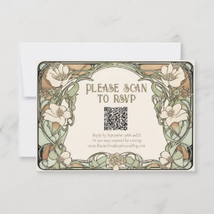 Jugendstil-Klassische Blumenehe Antwortkarte RSVP Karte