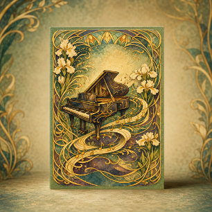 Jugendstil-Klavier Florales Frohes Neues Jahr Feiertagskarte