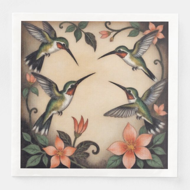 Jugendstil-Kolibri Serviette (Vorderseite)