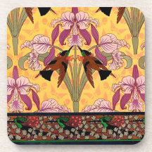 Jugendstil-Kolibri und Blume verneuil tile