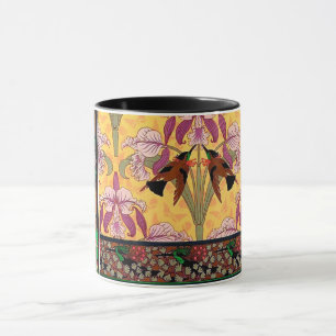 Jugendstil-Kolibri-und-Blumen-Kachel-Muster Tasse