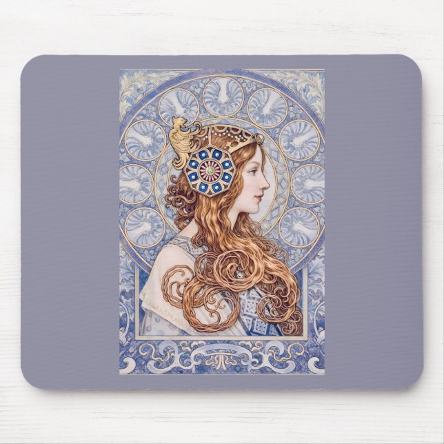 Jugendstil Königinnen-Porträt Mousepad (Vorne)