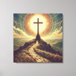 Jugendstil-Kreuz auf einem Hügel Leinwanddruck