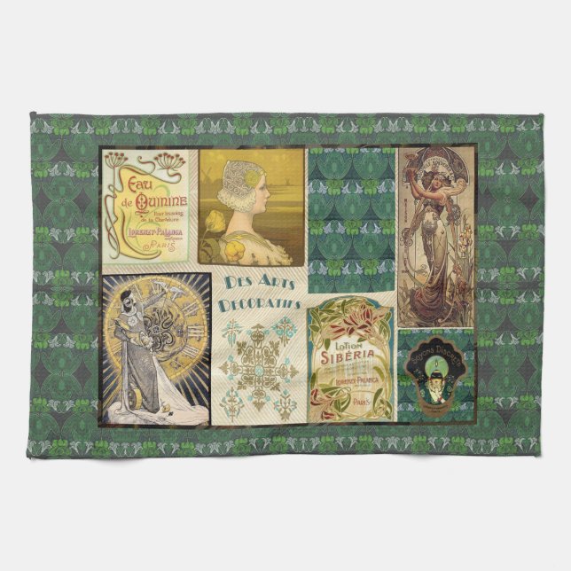 Jugendstil Ladys Teattuch Geschirrtuch (Horizontal)