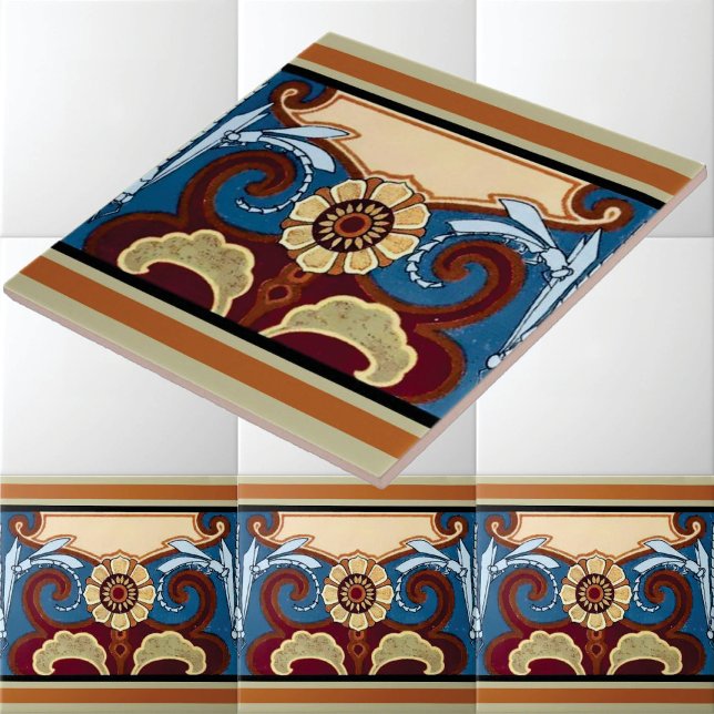 Jugendstil-Libellen- und Blumenfries Fliese (Von Creator hochgeladen)