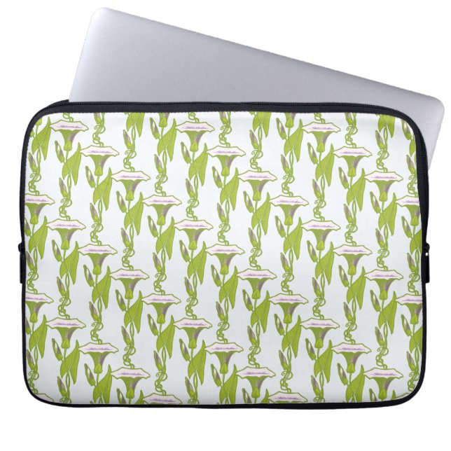 Jugendstil-Licht Ipomoea Tapete im Blumenmuster Ku Laptopschutzhülle (Vorderseite)