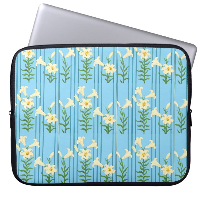 Jugendstil-Lilien Laptopschutzhülle (Vorderseite)