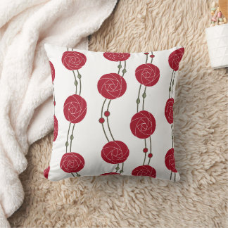 Jugendstil Mackintosh Rosen Streifen Rot Kissen