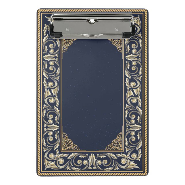 Jugendstil, Marineblau, Gold, antike, belle époque Mini Klemmbrett (Vorderseite)