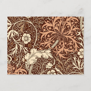 Jugendstil-Meeresalgen-Blumen, Braun und Beige Postkarte