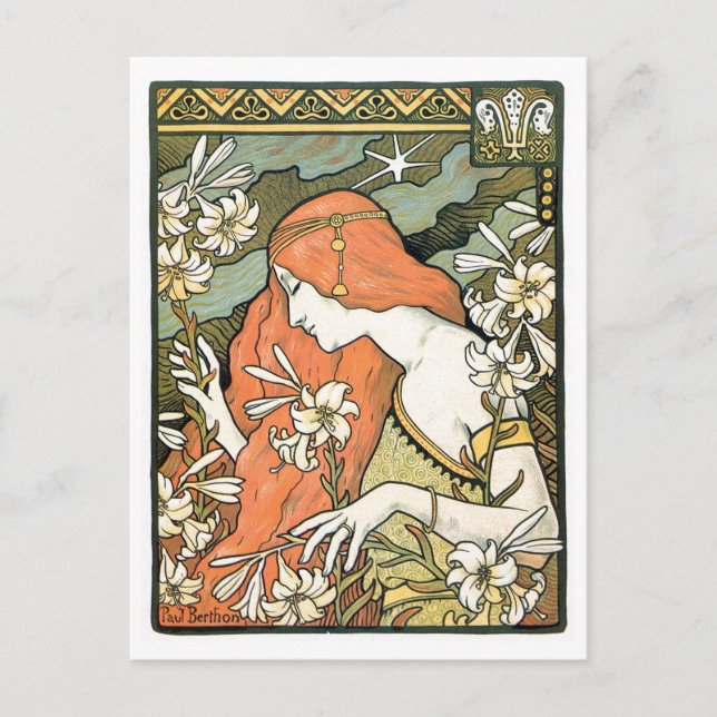 Jugendstil-Meisterwerk: Paul Berthon Ermitage Postkarte (Vorderseite)