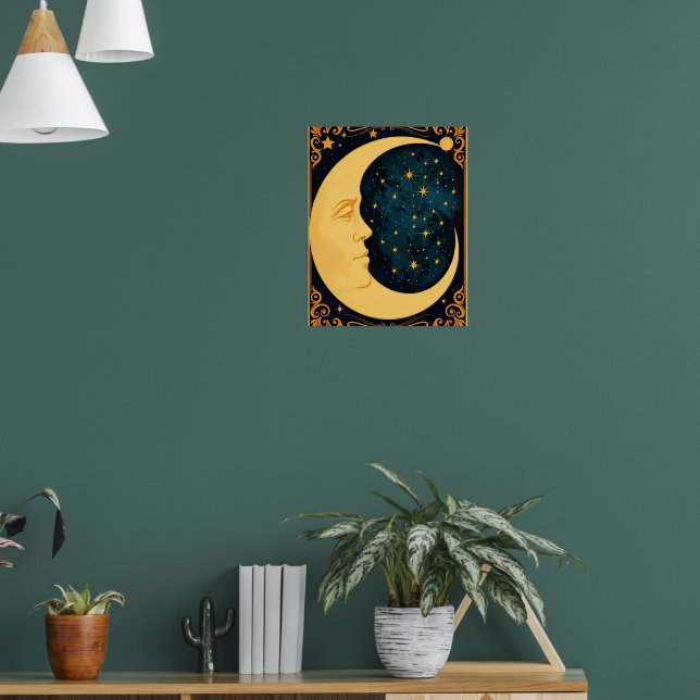 Jugendstil-Moon-Illustration Poster (Wohnzimmer 1)