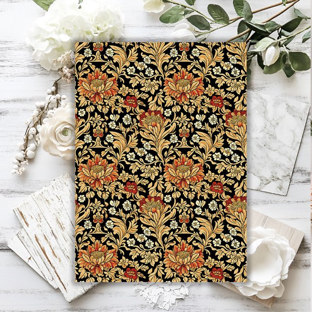 Jugendstil Morris Lux Schwarze Blume Seidenpapier (Art nouveau Morris lux red gold black flowers Tissue Paper)