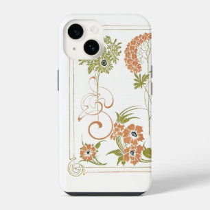 Jugendstil Mucha florale abstrakte Kunst Pfirsich iPhone 14 Hülle