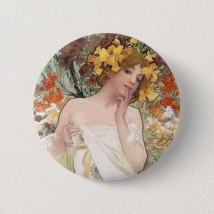 Jugendstil - Mucha - Parfümwerbung Button
