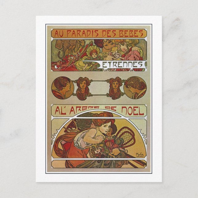 Jugendstil, Mucha Postkarte (Vorderseite)