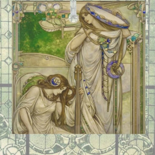Jugendstil Musikmädchen Vintage-Illustration Ornament Aus Glas