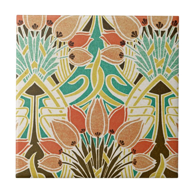 Jugendstil-Muster #11 Fliese (Vorderseite)
