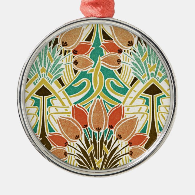 Jugendstil-Muster #11 Silbernes Ornament (Vorne)