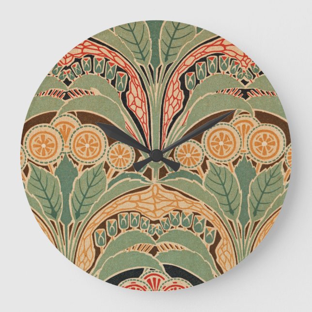 Jugendstil-Muster Nr. 3 in Emporio Moffa Große Wanduhr (Vorderseite)