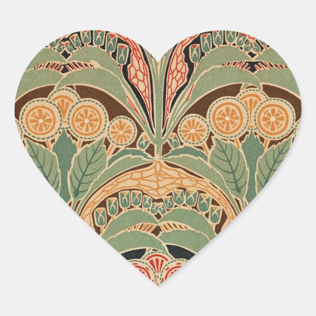 Jugendstil-Muster Nr. 3 in Emporio Moffa Herz-Aufkleber (Vorderseite)