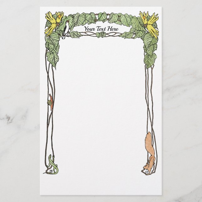 Jugendstil-Natur Themenwelt - Wasserfarben Briefpapier (Vorderseite)