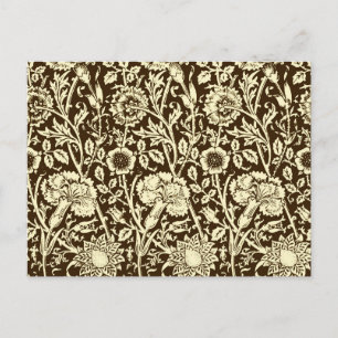 Jugendstil-Nelke-Damaskus, Braun und Creme Postkarte