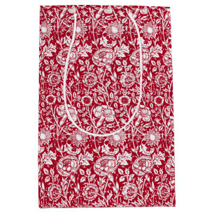 Jugendstil-Nelke-Damaskus, Rot und Weiß Mittlere Geschenktüte