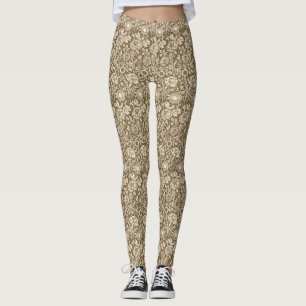 Jugendstil-Nelke-Damaskus, Taupe und Creme Leggings