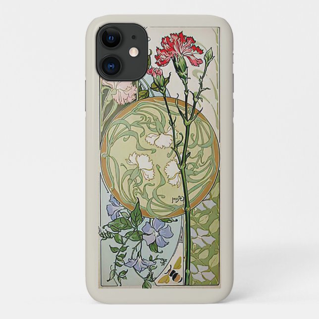 Jugendstil-Nelken Clematis Blume  Case-Mate iPhone Hülle (Rückseite)