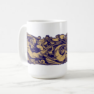 Jugendstil-Nixen und Fische zwischen Seerosenblätt Kaffeetasse