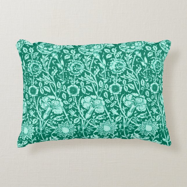 Jugendstil-Nobelstube Damask, Türkis und Aqua Dekokissen (Vorderseite)