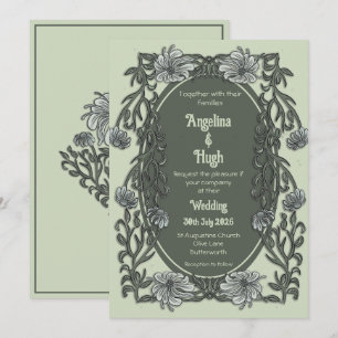 Jugendstil Oliven - Hochzeitseinladung Einladung