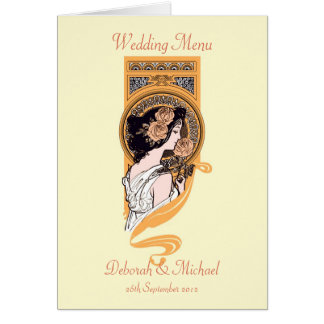 Jugendstil-orange-gelbe Hochzeitskarte