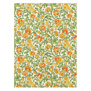 Jugendstil orange-gelbes Blumenmuster Tischdecke