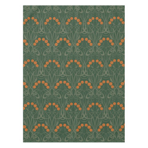 Jugendstil Orange Rosen und geschwungene Stiele Tischdecke