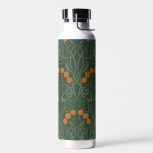 Jugendstil Orange Rosen und geschwungene Stiele Trinkflasche