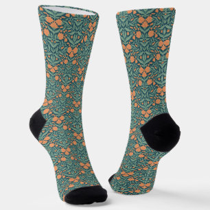 Jugendstil orange tulpenartige Blumengestaltung Socken